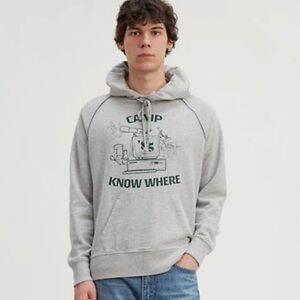 Levi’s X stranger things camp know where heather grey hoody pullover mens medium